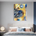 Tablou pictura forme abstracte geometrice, galben 1450 - Material produs:: Poster pe hartie FARA RAMA, Dimensiunea:: A2 42x59,4 cm