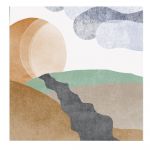 Tablou Boho minimalist forme abstracte, maro, verde 1453 - Material produs:: Tablou canvas pe panza CU RAMA, Dimensiunea:: 80x80 cm