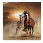 Tablou cai alergand in nor de praf, maro 1410 - Material produs:: Tablou canvas pe panza CU RAMA, Dimensiunea:: 80x80 cm
