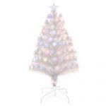 Brad de Craciun Artificial cu 90 de Lumini LED Colorate si Fibre Optice, 90 de Ramuri, Baza Metalica HOMCOM | Aosom RO