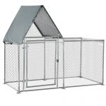 Gard pentru Gaini PawHut cu Panza de Protectie din Tesatura Oxford, Cotet pentru Pui si Iepuri din Otel Galvanizat 2x1,05x1,72 m, Argintiu