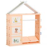 HOMCOM Dulap Multifuncțional pentru Camera Copiilor, Organizator Jucării cu Containere și Cuier, PE Portocaliu, 128x34x155cm | Aosom Romania