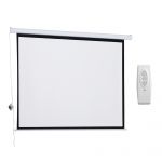 HOMCOM Ecran Proiecție Motorizat 84 Inch pentru Home Cinema, Sistem de Rulare Automat, Ideal pentru Filme și Prezentări, Alb | Aosom Romania