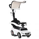 Masina cu Impingere, licenta Mercedes-Benz, cu Parasolar, Maner si Bara de Siguranta Alba 84x40x83cm HOMCOM | Aosom RO