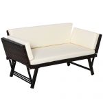 Outsunny Canapea de Grădină 2 Locuri cu Sezlong, Design Modern, 129x66x67 cm, Alb | Aosom Romania