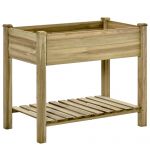 Outsunny Jardinieră Inălțată din Lemn cu Raft Inferior, Ideală pentru Grădină și Balcon, Suport pentru Plante, 91x51x76 cm | Aosom Romania