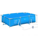 Outsunny Piscină Supraterană cu Filtru și Supapă din Oțel/PVC 291x190x75cm Albastru Perfectă pentru Adulți și Copii în Grădină | Aosom Romania