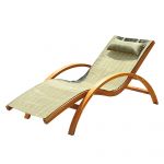 Outsunny Sezlong Relaxare pentru Grădină, Ergonomic, cu Saltea și Tetieră Moale, din Lemn | Aosom Romania