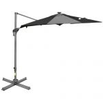 Outsunny Umbrelă de Grădină sau Terasă cu Iluminare LED și Panou Solar, Gri | Aosom Romania