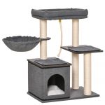 PawHut Stâlp de Zgâriat pentru Pisici, 83 cm, Cușcă, Stâlpi din Sisal, Gri | Aosom Romania