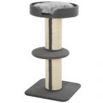 Stâlp de Zgâriat Multifuncțional PawHut, Coloană în Sisal și Pernă Moale, Miel Casmir, 81cm | Aosom Romania