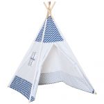 HOMCOM Cort Teepee Indian Gri și Alb pentru Copii 3-6 Ani, Spațiu de Joacă Interior/Exterior, Ușor de Asamblat | Aosom Romania