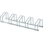 HOMCOM Suport de parcare pentru biciclete pentru 5 biciclete din otel, 145 × 33 × 27 cm, argintiu