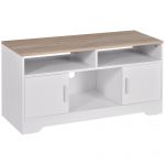 Mobilier pentru TV pana la 42", din fibra de lemn, 105x40x52cm, Alb si lemn natural HOMCOM | Aosom RO