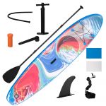 Outsunny Paddleboard Gonflabil cu Pagaie din Aluminiu Ajustabilă, Ideal pentru Începători, 300x76x15cm, Albastru | Aosom Romania