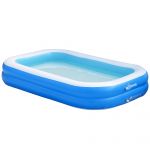 Outsunny Piscină Gonflabilă Dreptunghiulară pentru 1-2 Adulți cu Supapă de Scurgere PVC Albastru Ideală pentru Relaxare în Curte | Aosom Romania