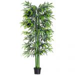 OutSunny Plantă de Bambus Artificial în Ghiveci, Plantă Decorativă pentru Casă, Birou, Interior și Exterior, Ф2.5x180 cm, Verde | Aosom Romania