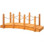 Outsunny Podet de Grădină din Lemn Arcuit cu Balustrade din Funie de Cânepă, Lemn de Brad, 150x58x58,5 cm, Portocaliu | Aosom Romania