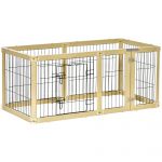 PawHut Tarc pentru Câini Lemn/Negru 70x62 cm Spațiu Sigur și Confortabil pentru Animalele de Companie | Aosom Romania