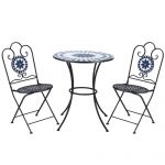 Set de Gradina cu 2 Scaune Pliante si 1 Masuta Outsunny, Metal si Piatra | Aosom RO
