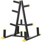 SPORTNOW Suport Haltere și Mrene Oțel și PP pentru Discuri 5 cm 85.5x70x96 cm Negru | Aosom Romania