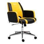 Vinsetto Scaun de Birou Ergonomic Pivotant cu Înălțime Reglabilă Confortabil Negru și Galben 55x64x87,5-97cm | Aosom Romania