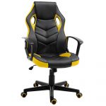 Vinsetto Scaun de Gaming Ergonomic Rotativ cu Roți din Piele Ecologică Negru și Galben Înălțime Ajustabilă | Aosom Romania