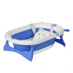 HOMCOM Cadă Pliabilă pentru Bebeluși 0-3 Ani, cu Indicator Temperatură și Pernuță, Albastru, 81.5x50.5x23.5 cm, Siguranță și Confort | Aosom Romania