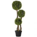 HOMCOM Plante Artificiale Decorative Buxus, Planță Sferică în Ghiveci, Plante Artificiale pentru Decor de Interior și Exterior, 90cm