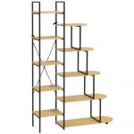 HOMCOM Raft Bibliotecă cu 10 Niveluri, Stil Industrial din PAL și Oțel, 111.5x32x170 cm, Negru și Lemn Natural | Aosom Romania