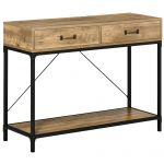 Masă Consolă Vintage HOMCOM din Metal și Lemn, Design Elegant cu 2 Sertare și Raft, Maro, pentru Living, Sufragerie | Aosom Romania