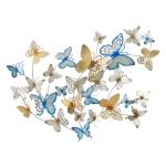 Mauro Ferretti Panou De Perete Fluturi Auriu/Albastru Cm 132X3,5X95,5