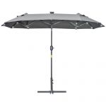 Outsunny Umbrelă de Terasă cu Două Fețe, Bază în Cruce, Sistem de Înclinare și Manivelă | Aosom Romania
