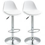 Set de 2 scaune de bar cu spatar si suport picioare, pivotante cu inaltime reglabila, 40x42x82-104cm, alb HOMCOM | Aosom RO
