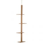 Stâlp de Zgâriat Reglabil PawHut pentru Pisici, 4 Nivele, Coloană Tapitată, Gri, 43x27x228-260cm | Aosom Romania