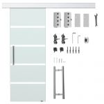 Usa glisanta din Sticla Temperata Satinata, cu Dungi, 77,5x205cm HOMCOM | Aosom RO