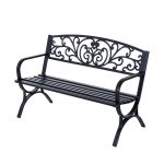 Banca pentru gradina Outsunny din fonta prelucrata, Negru, 127x60x85cm | AOSOM RO