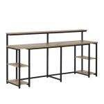 Birou dublu Stil Industrial HOMCOM, MDF/Metal, 200x53x100 cm, Negru/Maro | Aosom RO