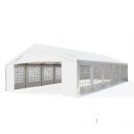 Cort Outsunny pentru Evenimente în Grădină cu Pereți Detașabili, Structură din Oțel și Polipropilenă, Spațios 1200x600x320cm, Alb | Aosom Romania