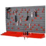 DURHAND Organizator de Scule de Perete 54 Bucăți cu 50 Cârlige, Cutie pentru Depozitare Scule Roșu Gri | Aosom Romania