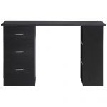 HOMCOM Birou de Calculator Modern, Masa de Lucru cu 3 Sertare și Raft pentru Depozitare, Design Elegant, Negru | Aosom Romania