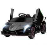 HOMCOM Mașină Electrică pentru Copii, Lamborghini Veneno, Mașinuță cu Telecomandă și Roți cu Suspensie, Vârsta 3-6 ani, 111x61x45 cm, Neagră