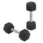 HOMCOM Set 2 Gantere Hexagonale, 5kg Fiecare, din Cauciuc cu Mâner Anti-alunecare, pentru Antrenament și Fitness, Negru | Aosom Romania