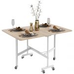Masă pliabila cu 2 foi cu roți, masă de economisire a spațiului pentru living și bucătărie din MDF și oțel, 120x80x73cm, maro HOMCOM | Aosom RO