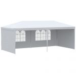 Outsunny Cort Pliabil pentru Grădină, Petreceri și Evenimente, cu Panouri Detașabile, Structură Oțel și PE, 5.85x2.95m, Alb | Aosom Romania