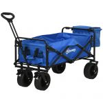 Outsunny Cărucior Pliabil de Exterior cu Geantă Frigorifică Detașabilă, Capacitate 100kg, Ideal pentru Grădină și Camping, Albastru | Aosom Romania