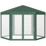 Outsunny Foisor Hexagonal cu Plasa de Tantari in Fier si Poliestere, Verde