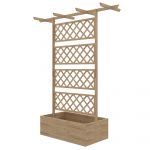 Outsunny Ghiveci Înălțat din Lemn cu Spalier, Ideal pentru Cultivarea Legumelor, Oferă Intimitate, Finisaj Natural, Design Ergonomic | Aosom Romania