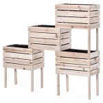 Outsunny Jardiniera Ridicata Lemn Natural, Suport 4 Ghivece Plante, Design Exterior 50x30x60cm | Aosom Romania