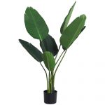 Outsunny Planta Artificiala Pasarea Paradisului Inalta 120cm, Planta Artificiala Strelitzia pentru Interior si Exterior cu Ghiveci